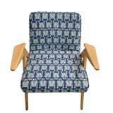 Pair of Mid-century modern "Bunny" armchairs with footstool, J. Chierowski, 1970's, Polish