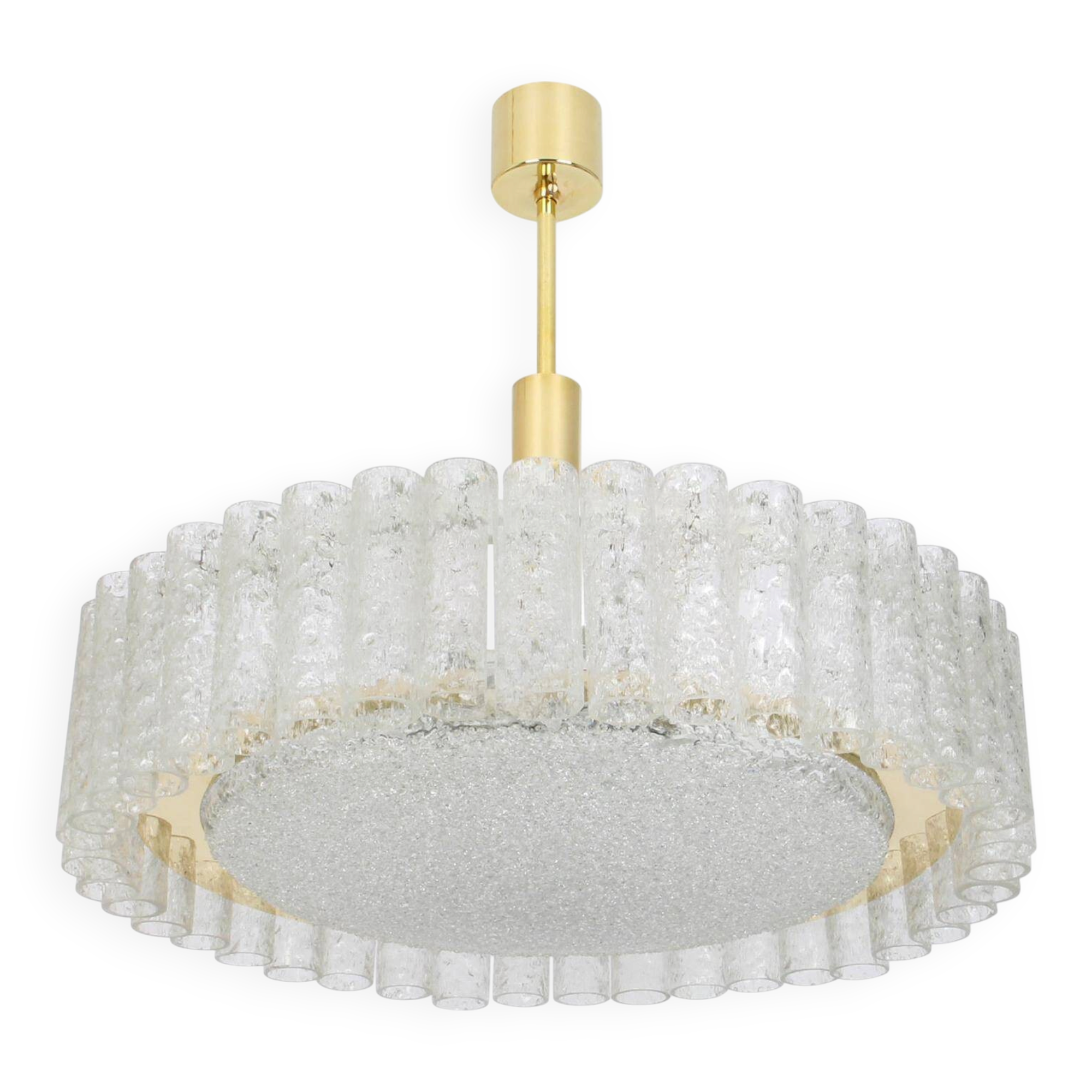 1 of 2 Stunning Murano Glass Tubes Ceiling Light by Doria, Germany, 1960s