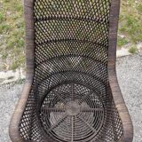 Wicker shell armchair