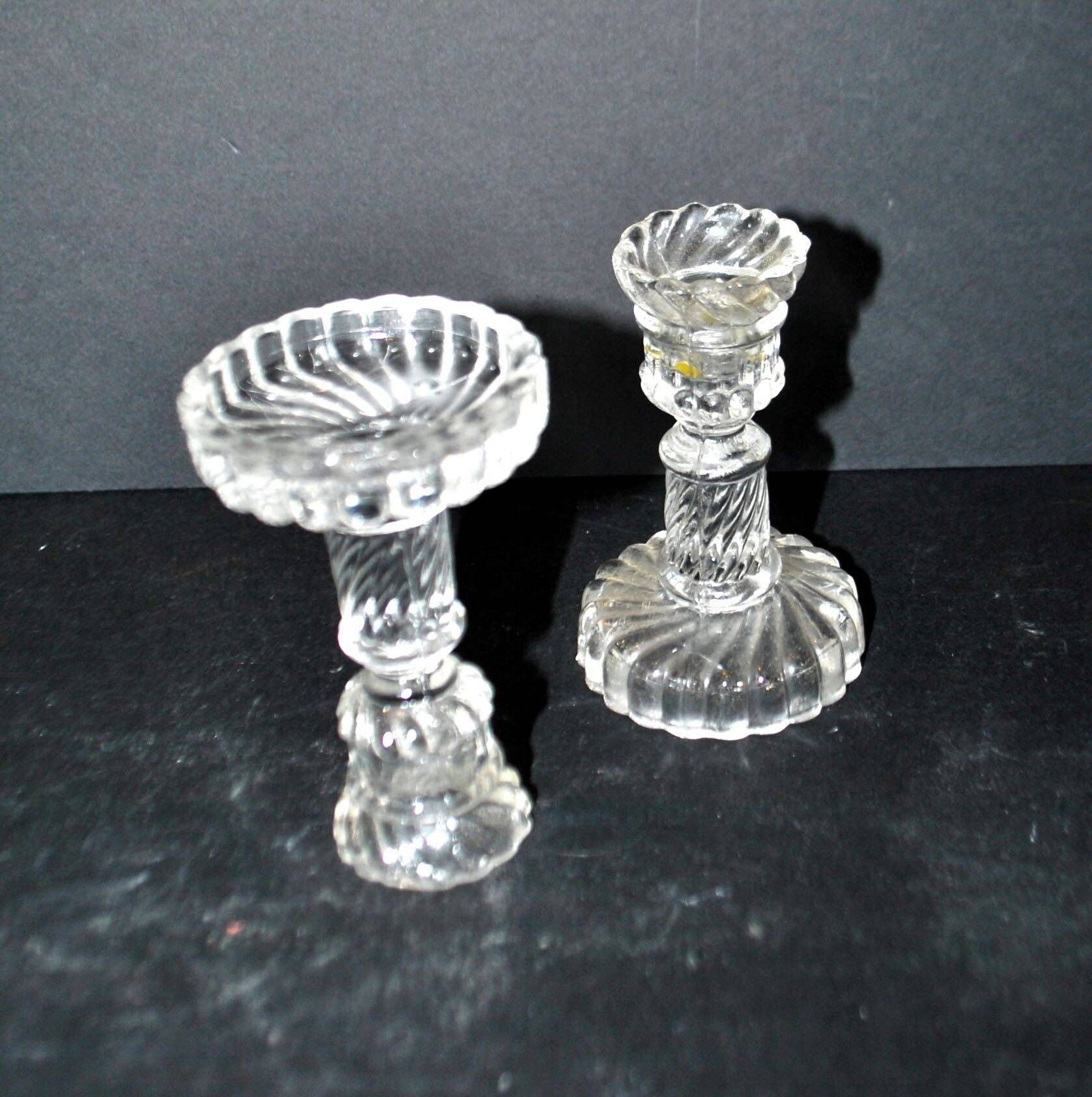 Portieux set of 2 toy molded glass candle holders - bamboo torso torches