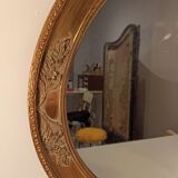 Miroir ancien en bois doré et décor floraux fins - 99x69cm