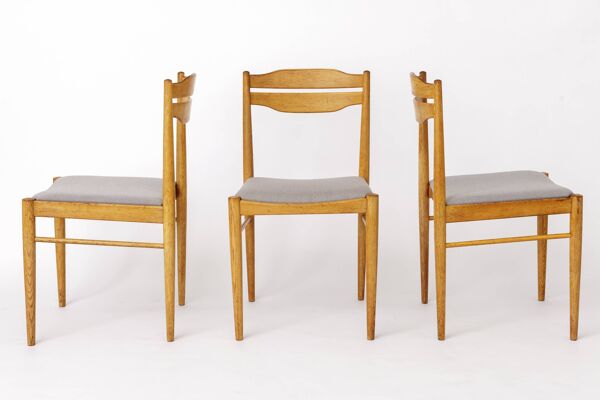 Ensemble de 3 chaises vintage en hêtre   Chaises de salle à manger allemandes des années 1970   Rénovées