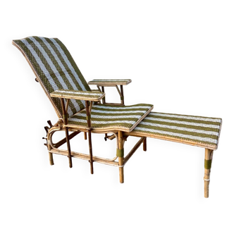 Chaise longue en rotin vintage