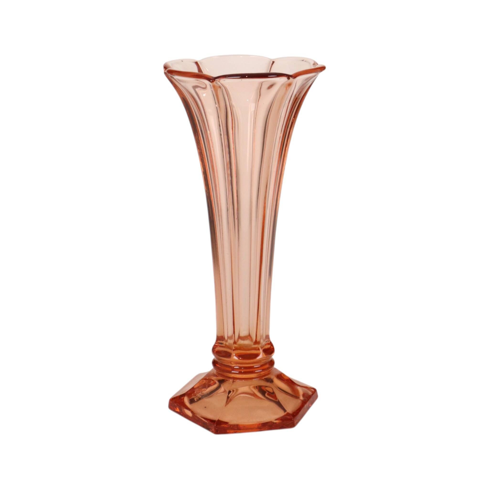 Pink Rosaline Art Deco Vase VSL Luxval Americain 23cm