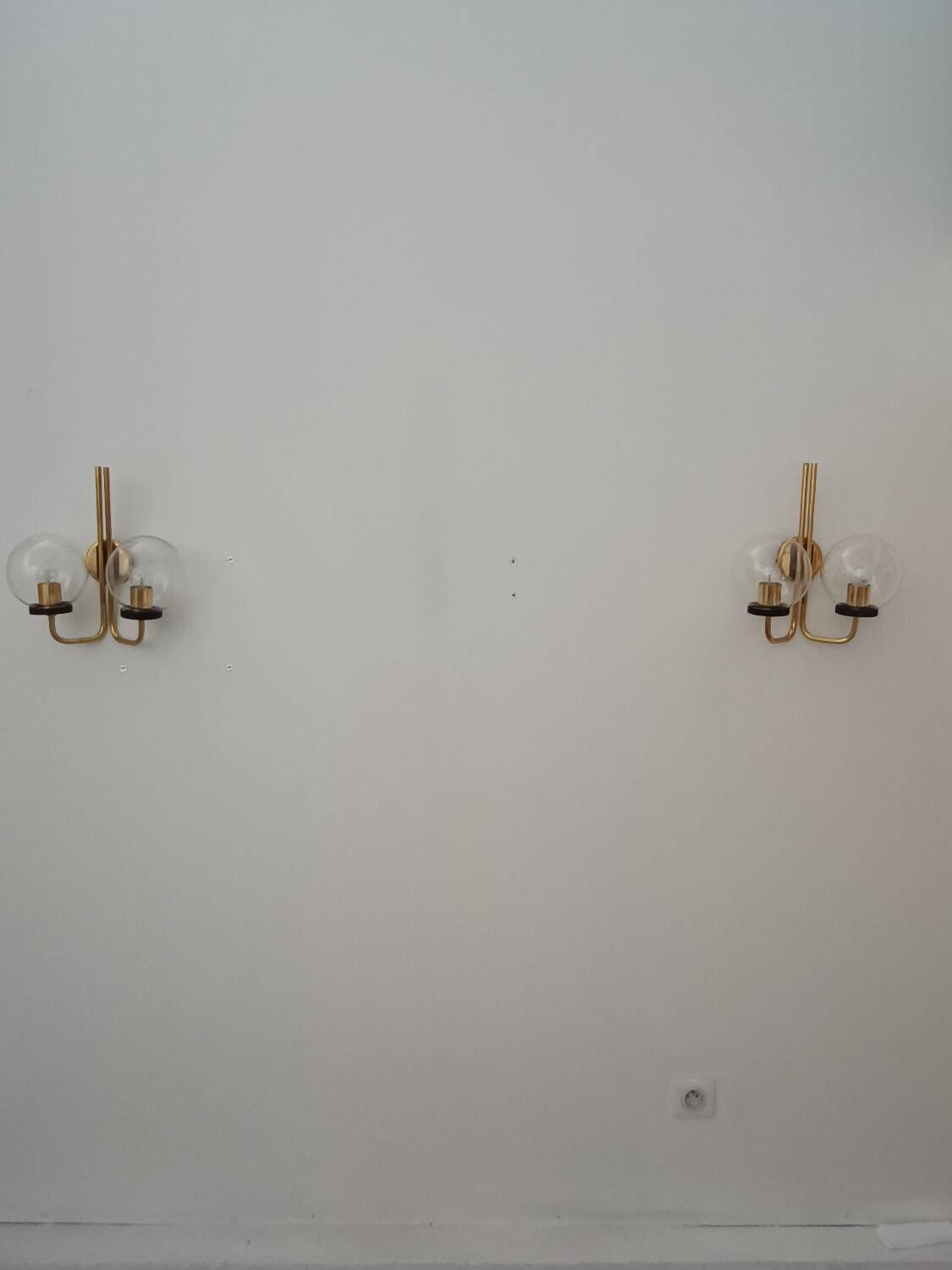 Pair of 1970s brass wall lights