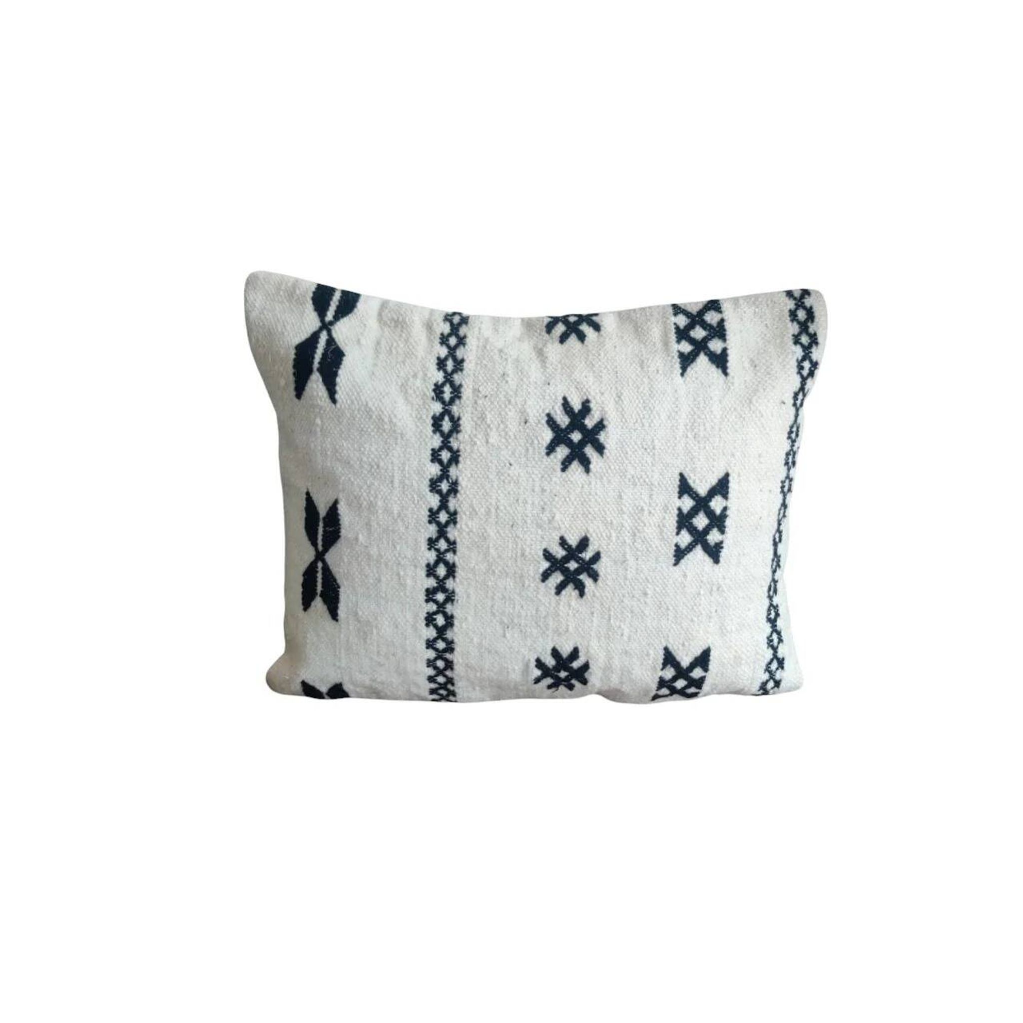 Moroccan kilim cushion in black and white.