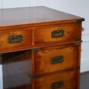 Vintage Military Campaign Twin Desk in Yew Wood
