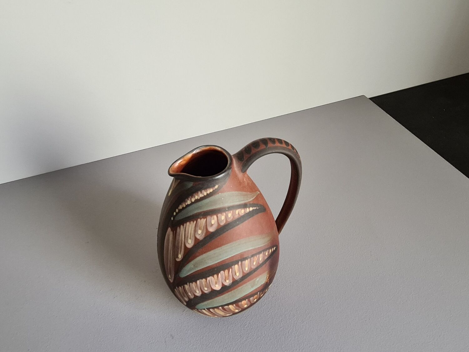 60 year pitcher / arts and crafts / collectible ceramics / vintage / signed / Mid-Century