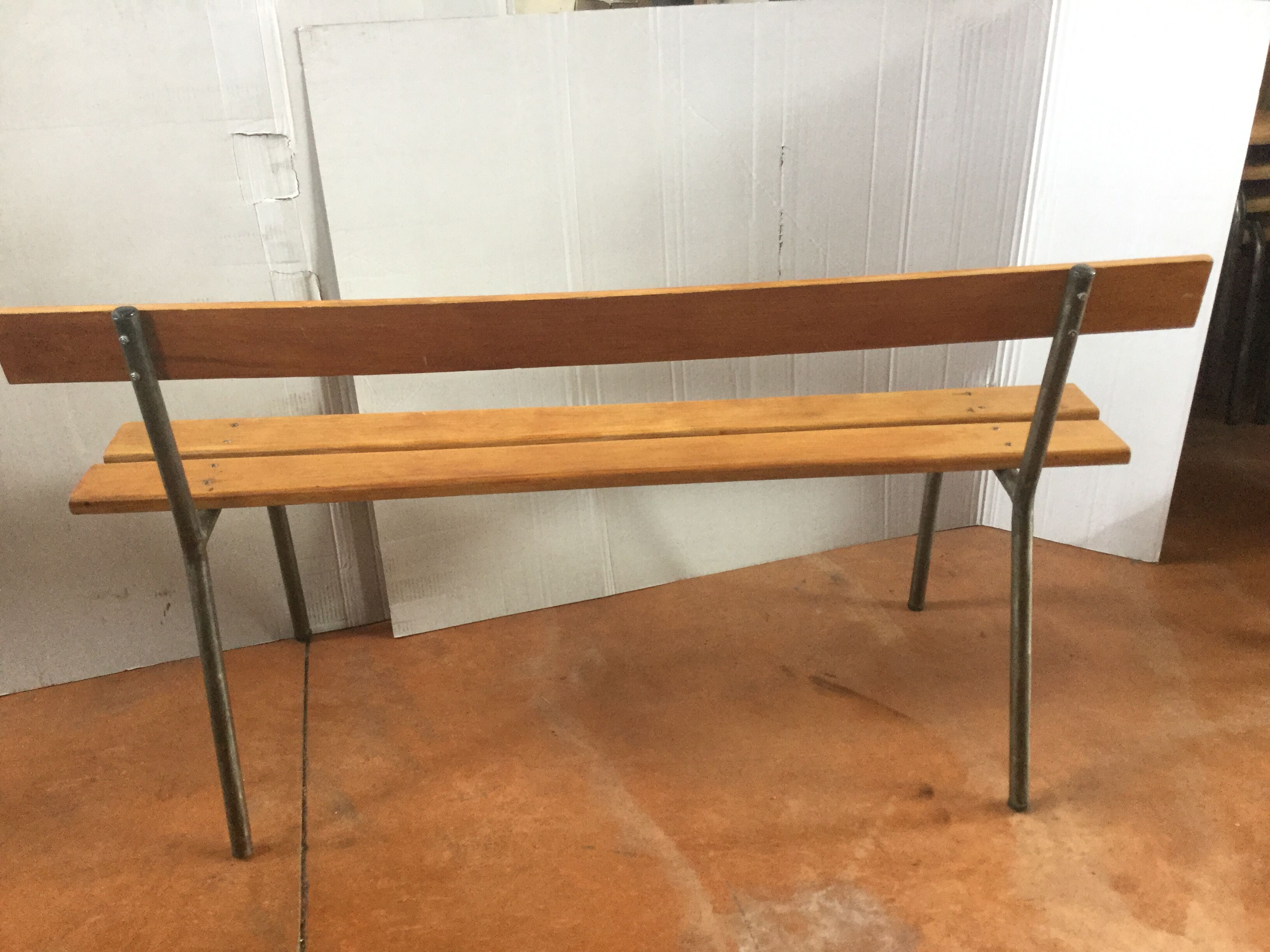 Former school bench with back