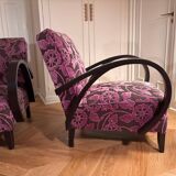 Art Deco armchair, reupholstered and covered in Pierre Frey fabric