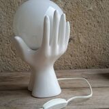 White ceramic and glass hand lamp