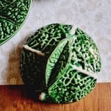 Small soup tureen in cabbage barbotine