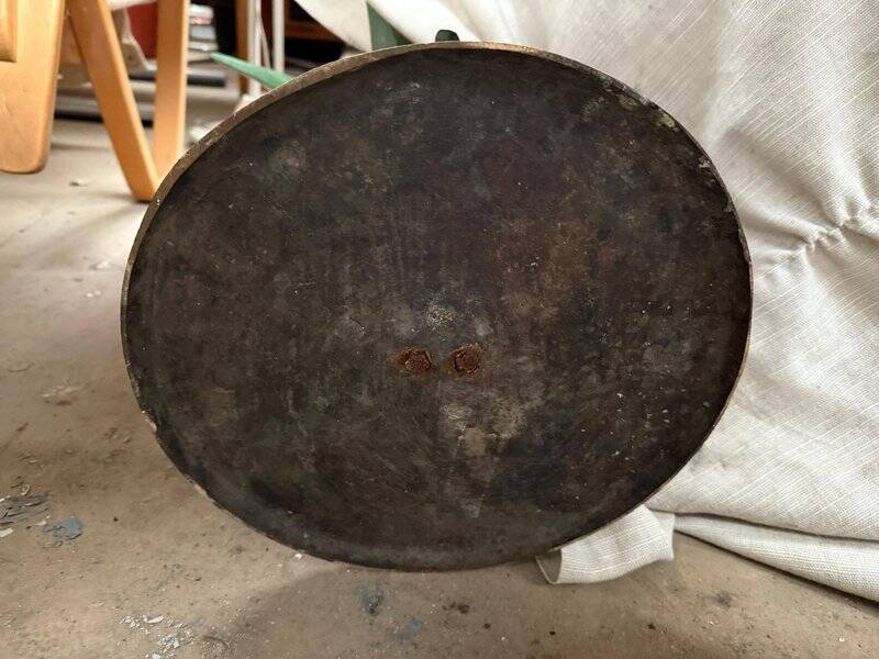 Art Deco pineapple side table in brass and iron, attributed to Maison Jansen, 1972