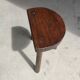Stool in solid wood tripod seat half-moon