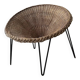 Italian basket chair in rattan and black metal, 1950s design.