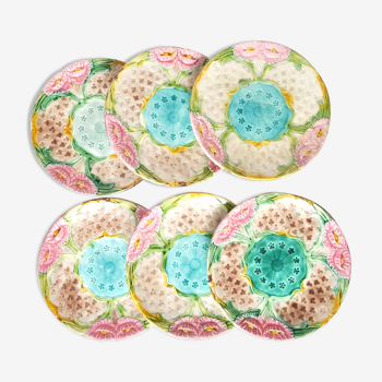Set de 6 assiettes colorées en barbotine