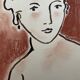 Painting signed Chinese ink and pastel female portrait “study”