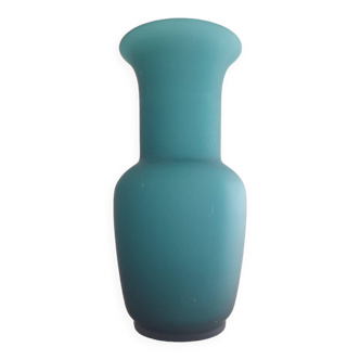 Large green satin Murano glass vase