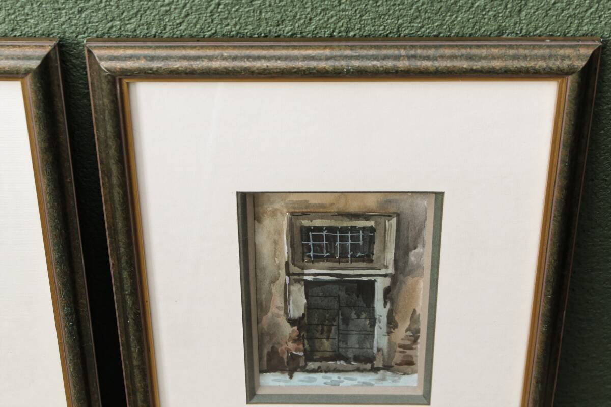 Pair of watercolors, doors, architectural details