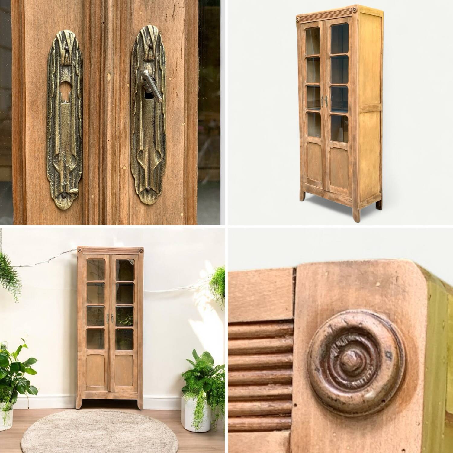 Armoire parisienne vitrée en bois brut, 1940