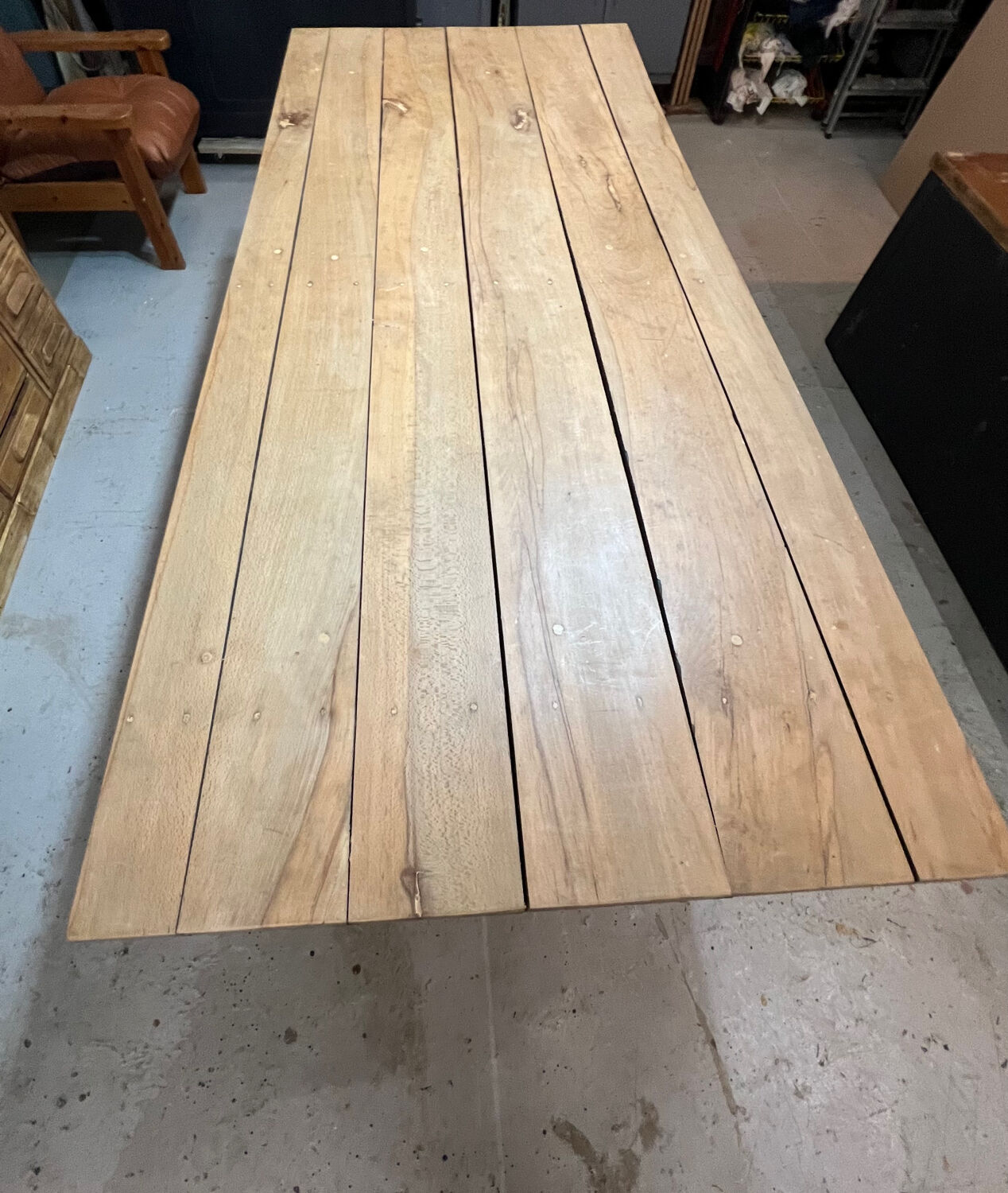 Old workshop table in elm
