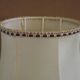 French Mid Century Round Turned Wood Table Lamp Cream Fringed Shade 5573