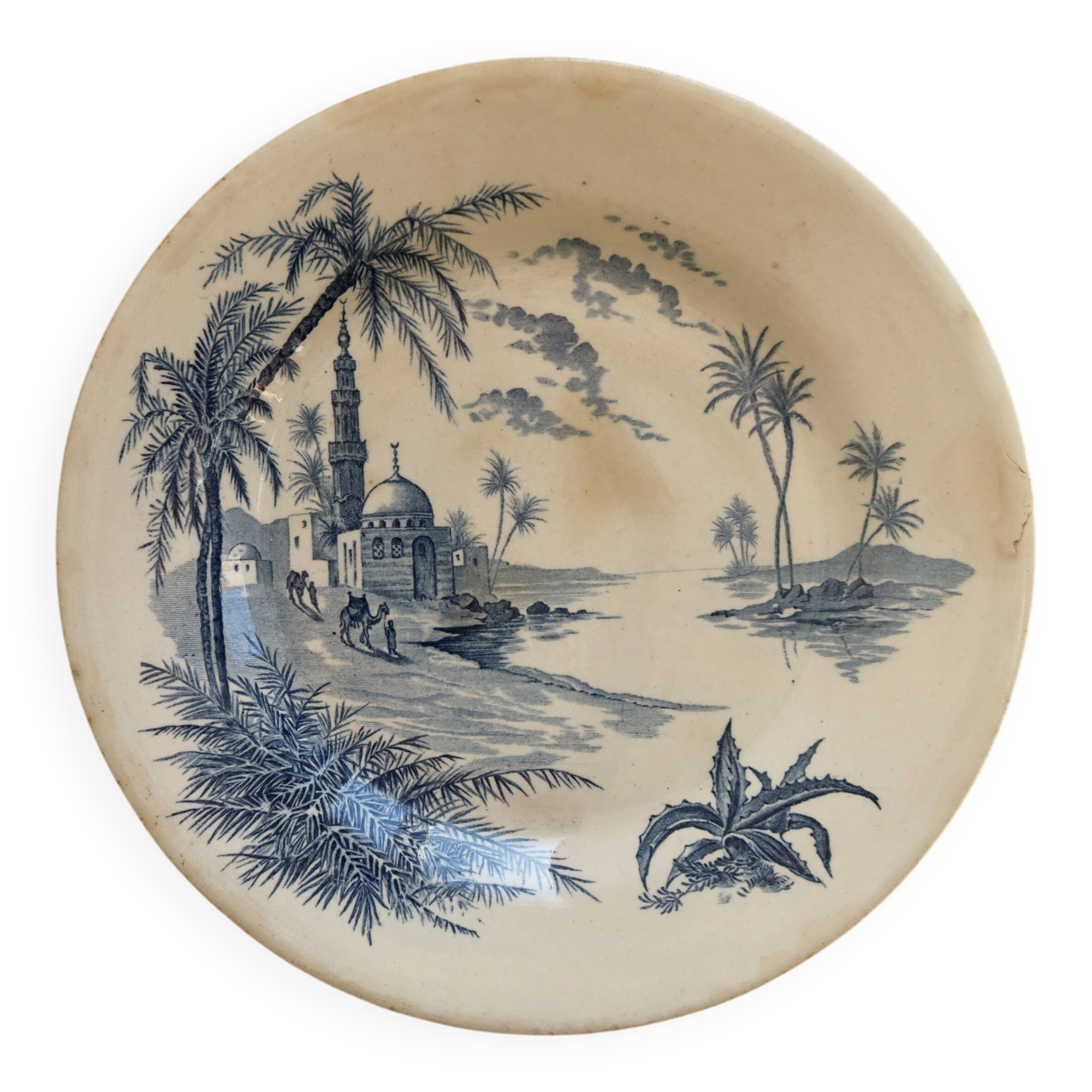 Antique Gien plate "Views of the East" – Ironstone