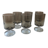 Set of 6 smoked glasses, style 70s