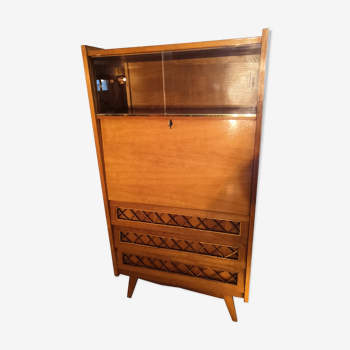 Writing desk foot compass rattan drawers year 1950
