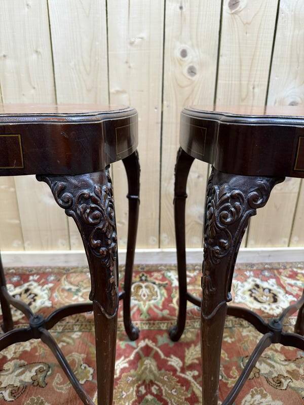 Paire de tables de chevets / sellettes / bouts de canapé style Louis XV Rég