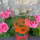 6 glasses to orangeade mosaic orange and green vintage 1970