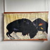 Large Acrylic Painting on Jute, 150 x 250 cm, unframed, ca 1980s