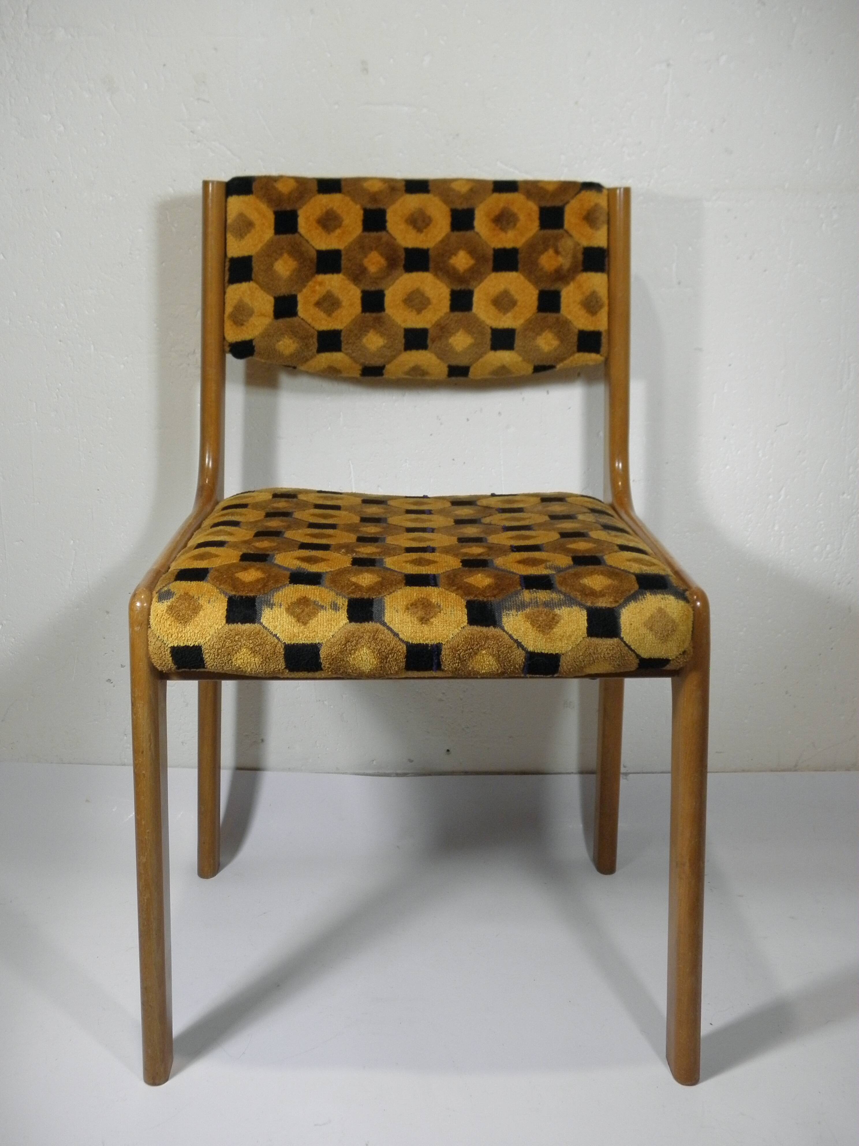 CHAISE BOIS et TISSU années 70