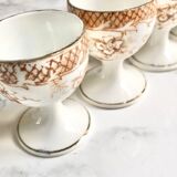 Suite of 4 old porcelain cockroaches decorated with sepia-printed leaves