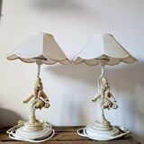 Set of 2 Pierrot acrobats bedside lamps