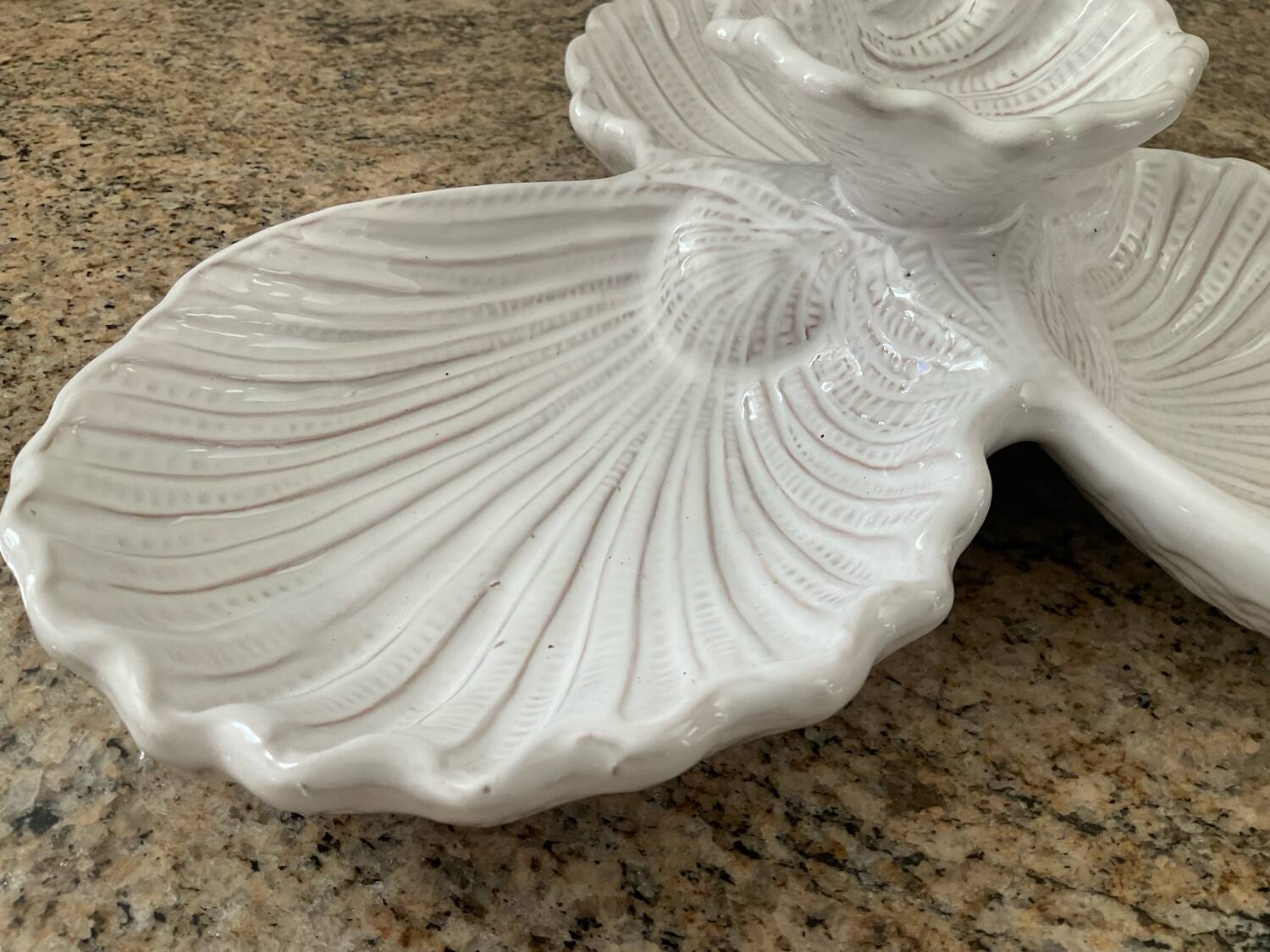 Vintage shell dish in glazed terracotta