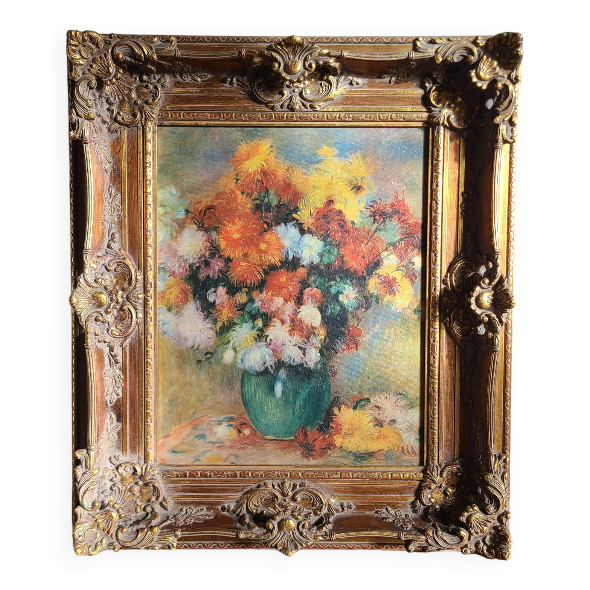 Tableau reproduction Renoir Bouquet de Chrysanthèmes et cadre
