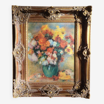 Tableau reproduction Renoir Bouquet de Chrysanthèmes et cadre