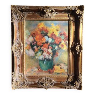 Painting reproduction Renoir Bouquet of Chrysanthemums and frame