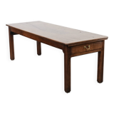 Antique French farmhouse dining table with two drawers and a pull-out board