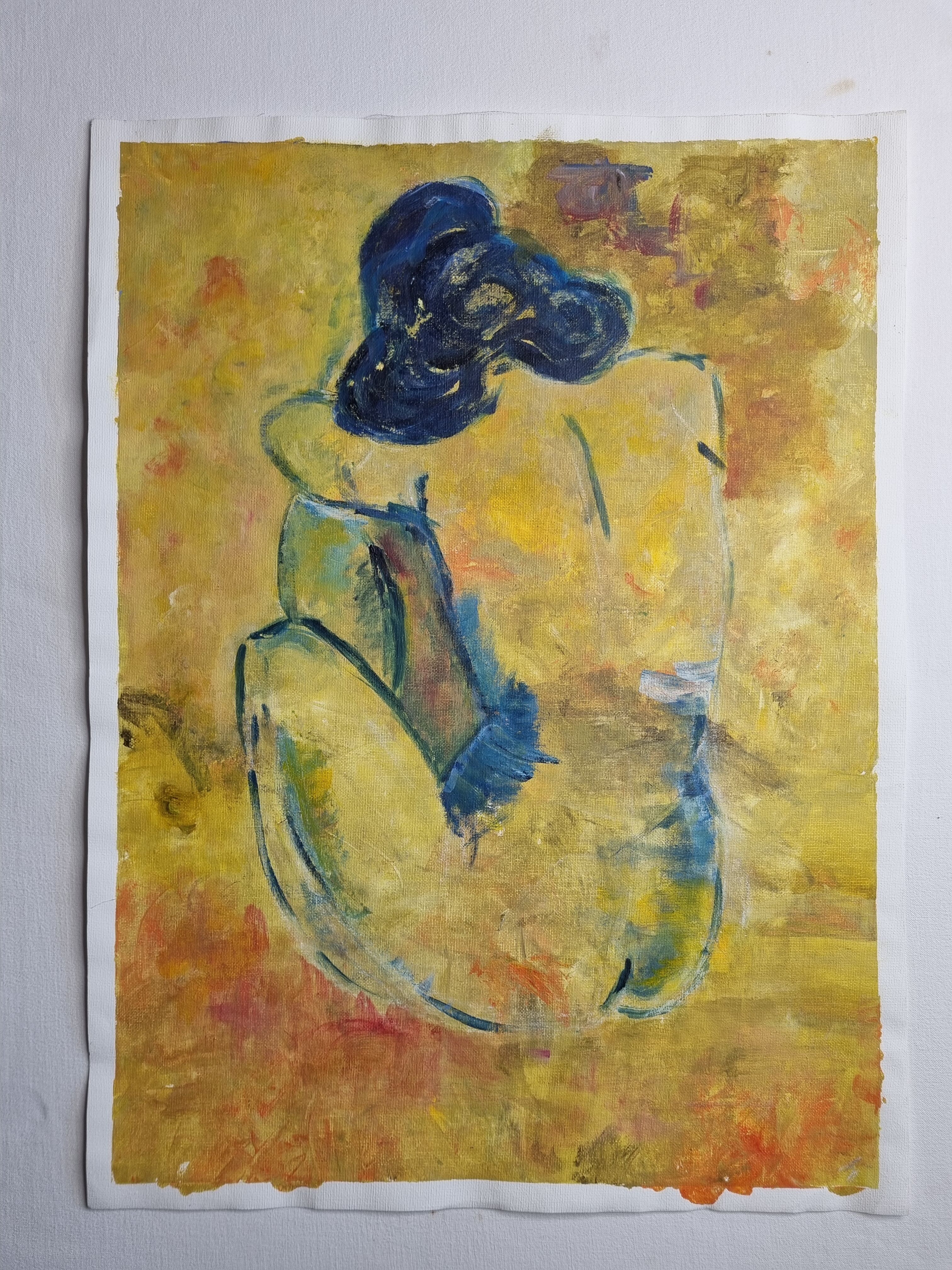 Nu de dos d'inspiration fauviste, huile sur toile 45 x 60 cm