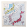 Vintage map Japan Korea 43x43cm from 1950