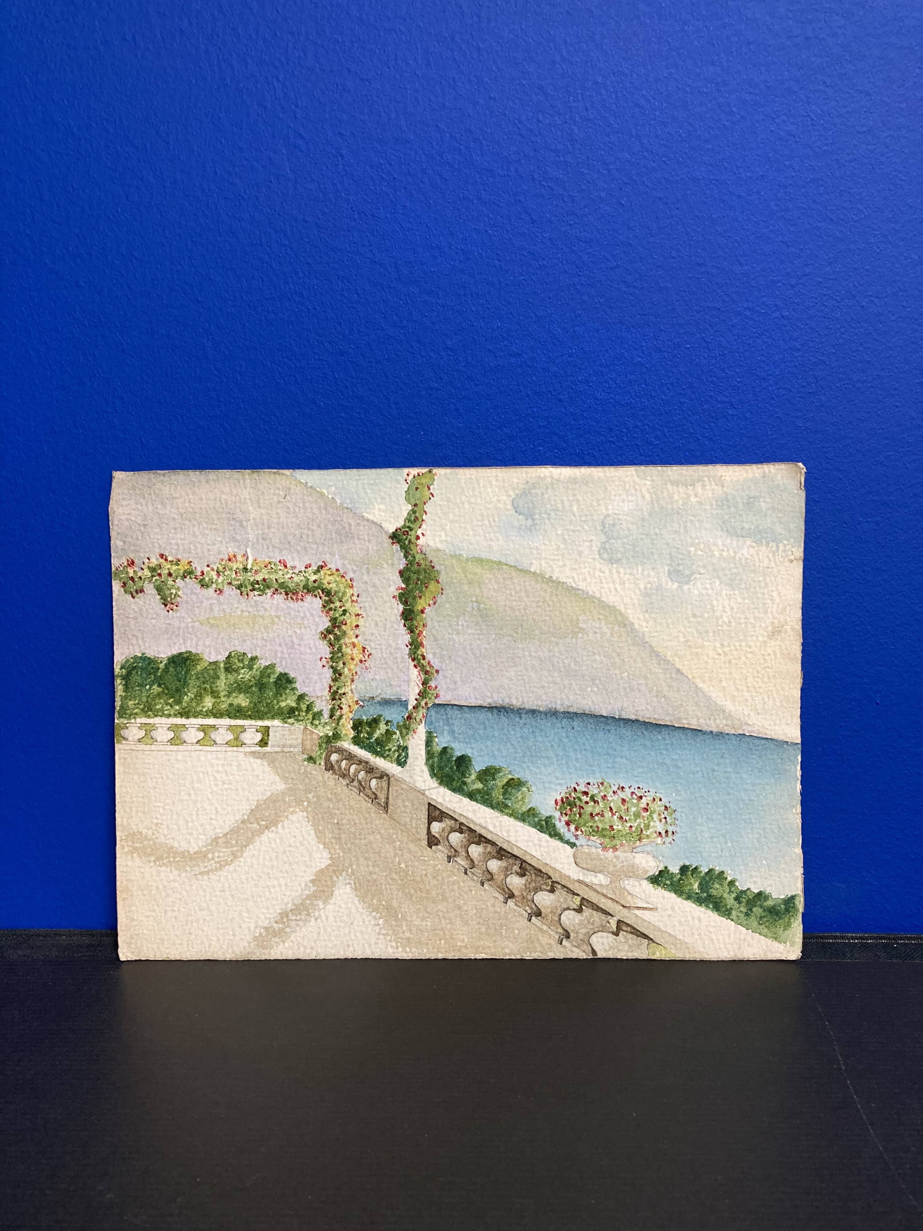 Watercolor seaside landscape recto/verso