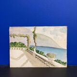 Watercolor seaside landscape recto/verso