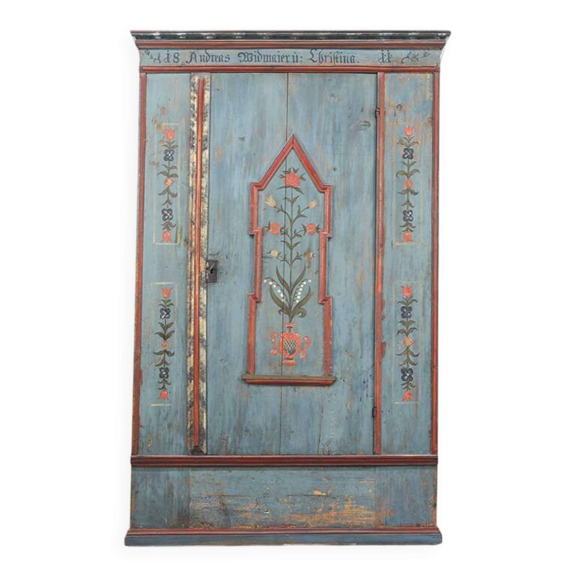 Rustic Farmhouse Folk Art Painted Bridal Wardrobe 1811
