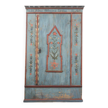 Rustic Farmhouse Folk Art Painted Bridal Wardrobe 1811