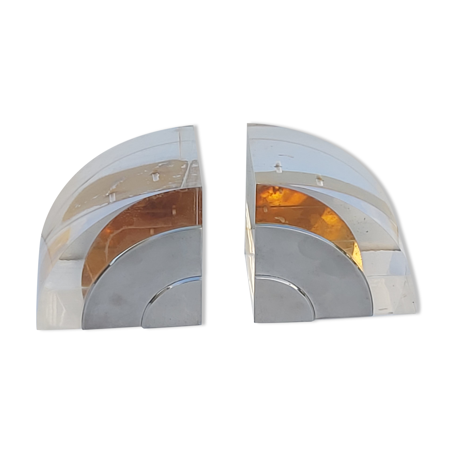 Plexi chrome metal bookends in the 70s