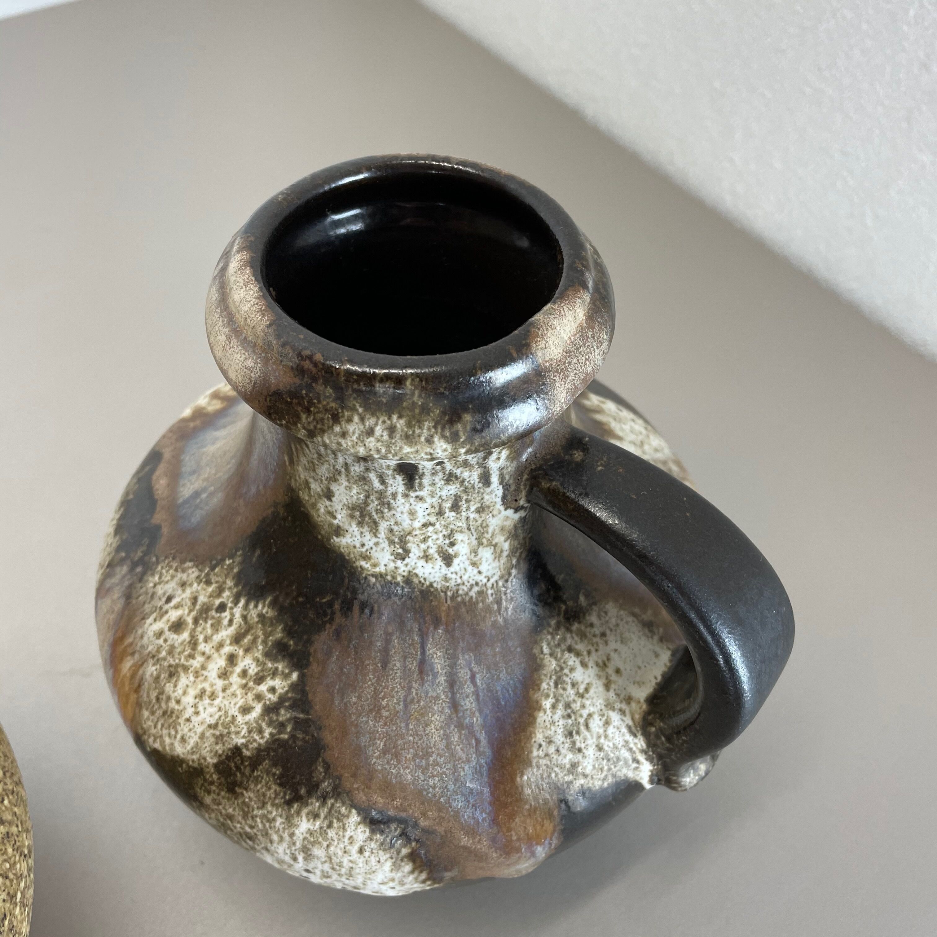 Set of Two Pottery Fat Lava Vases "Multi-Color" by Scheurich, Germany, 1970s