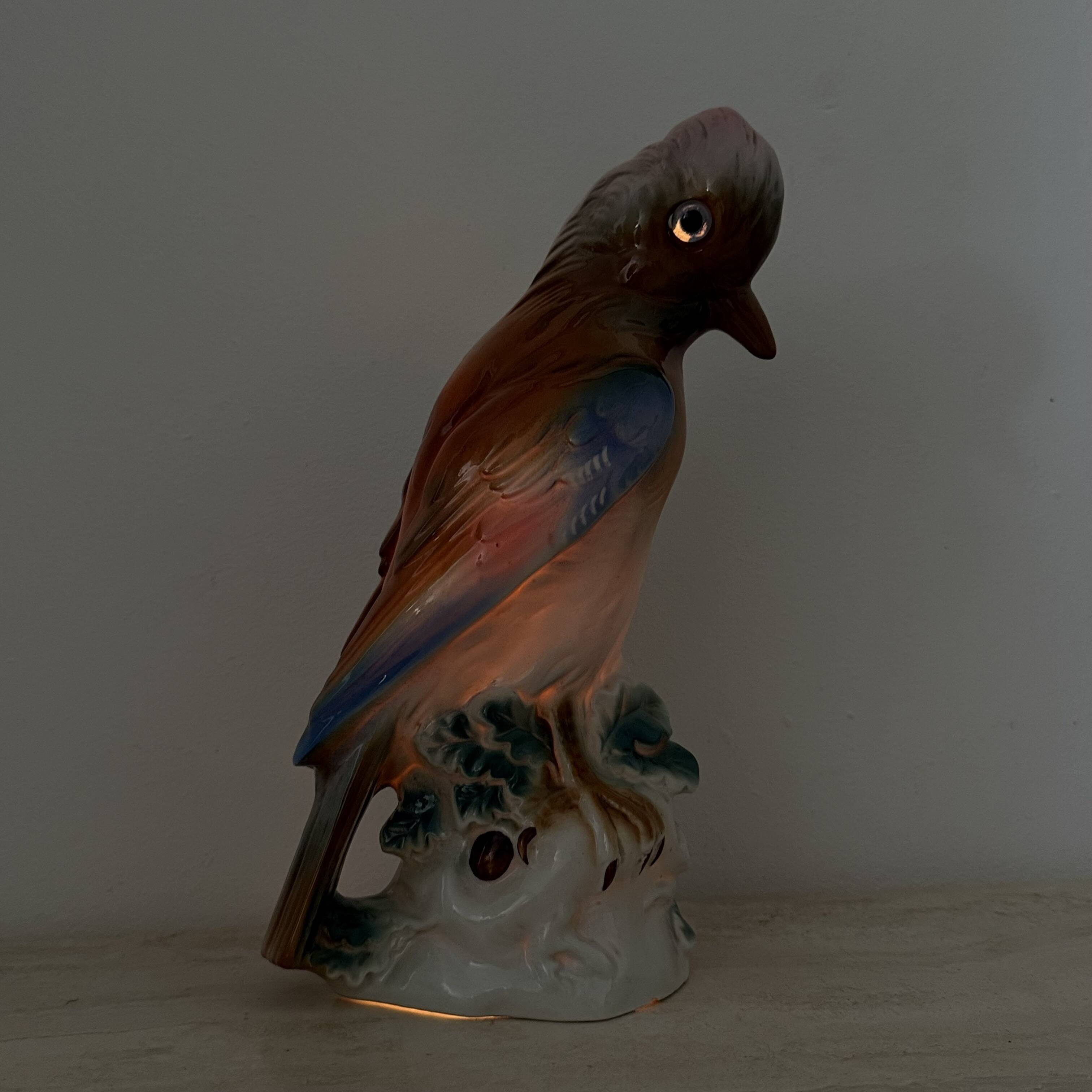 Vintage porcelain Parfume lamp bird , 1950s