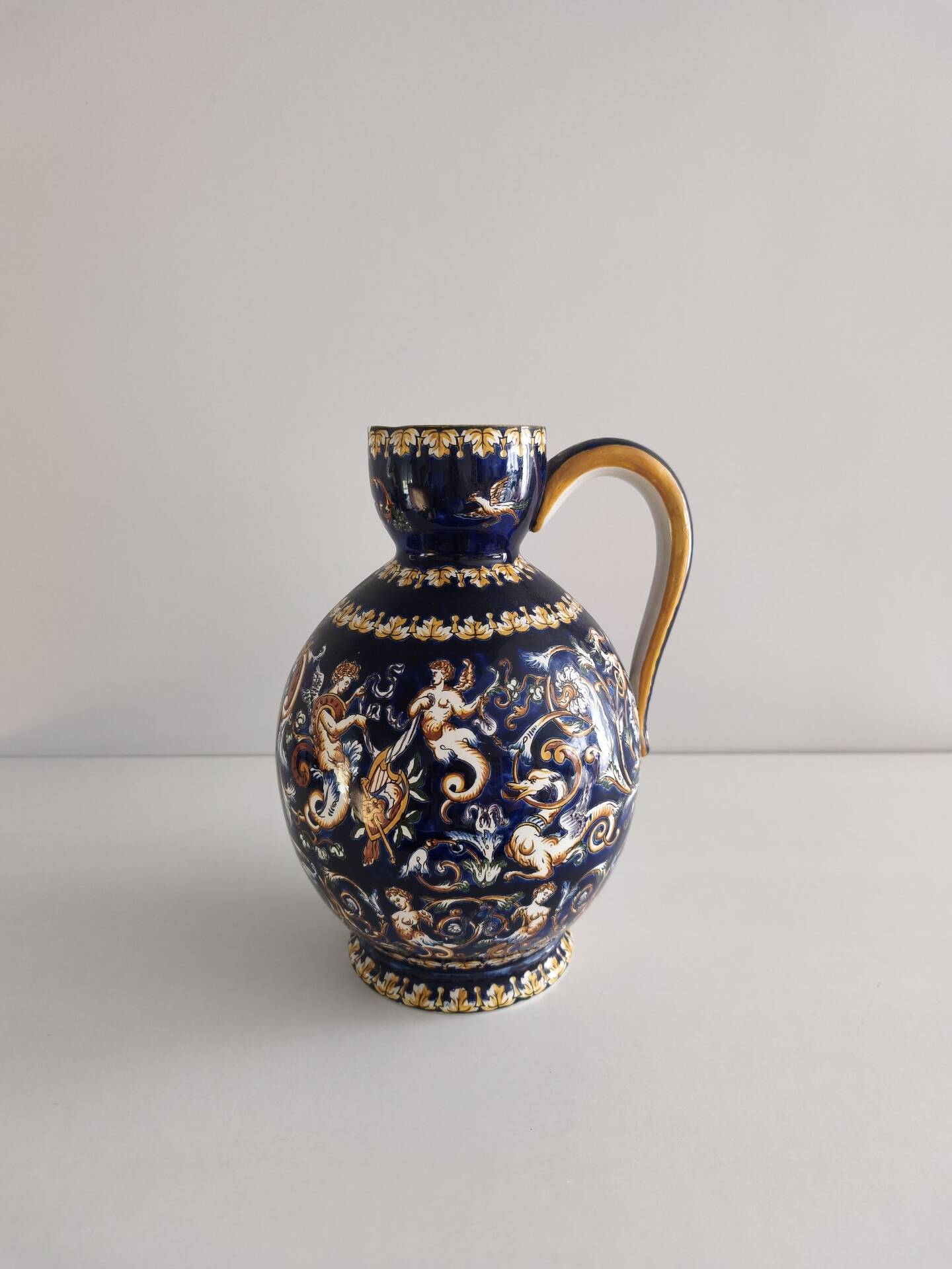 Grand pichet / Broc / Cruche en faïence de Gien - Renaissance Bleu (26